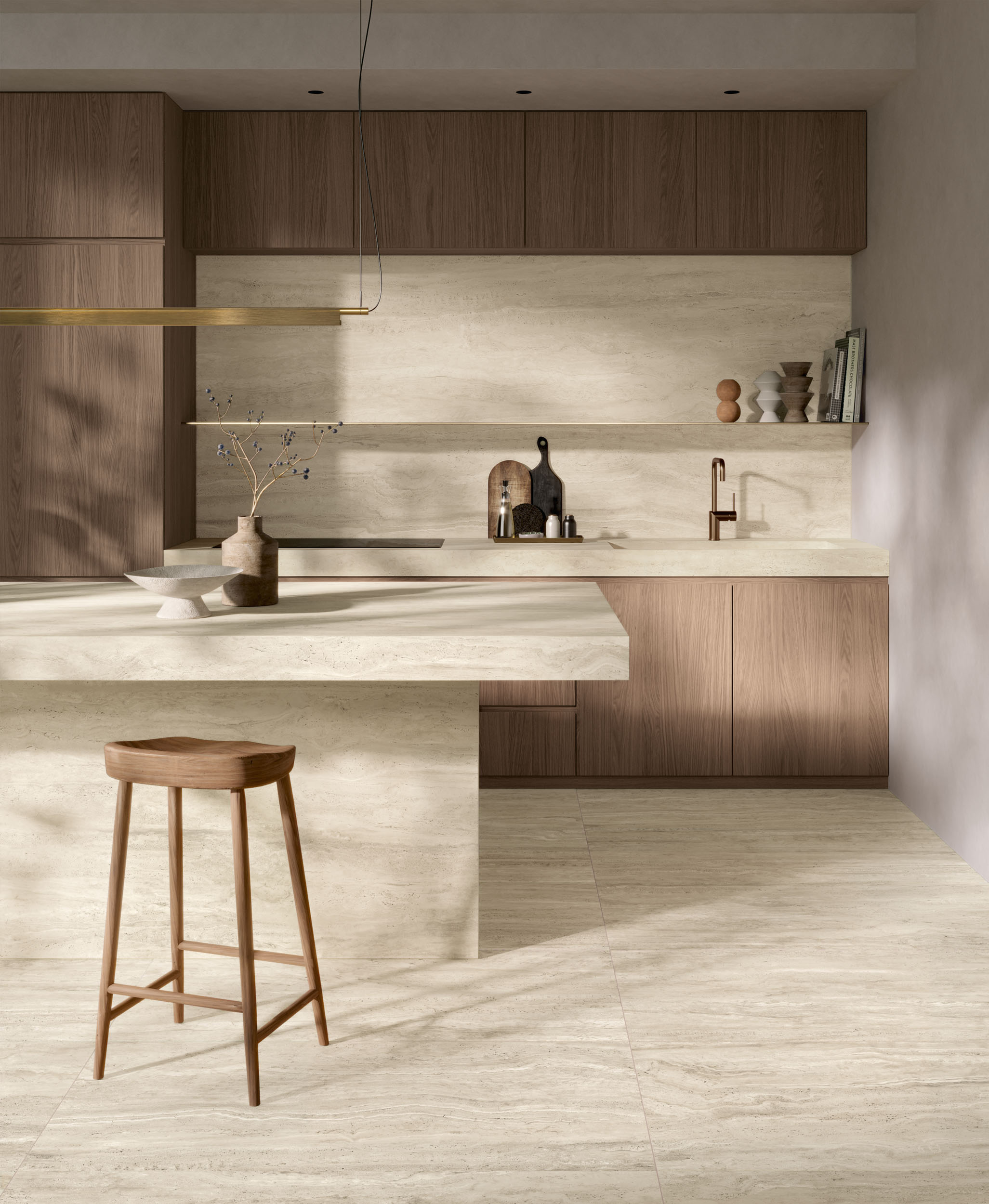 Fondovalle Stone Lab Travertino Bianco 3D Honed Texture Slab (Mesh) view 4